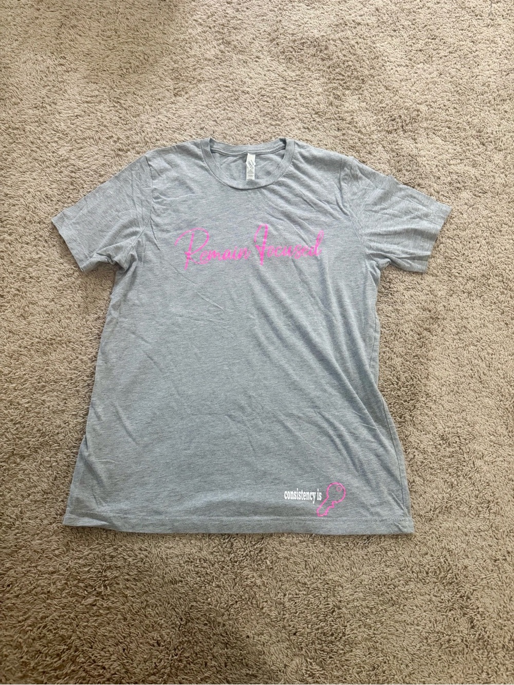 Bella Canvas Heather Gray Crewneck Tee with Pink Script